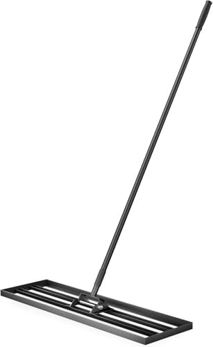 MaxEarn Rascador de césped, 75 x 25 cm, hierro artificial, con mango de 180 cm, herramienta de nivelación de lawn, rastrillo de césped, herramienta de rastrillo de césped, rasqueta para arenar