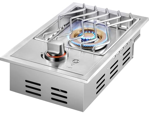Livory Single Grilling Side Burners for Outdoor Grill, 17,500BTU Natural Gas Side Burner with Liquid Propane Kit, Sturdy 304 Stainless Steel, Drop-in Side Burner for Outdoor Kitchen BBQ Island