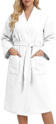 Bastwahl Peignoir De Bain Femme Eponge - Peignoir Homme et Femme Tissu piqué gaufré épais Coton - Respirant - Séchage Rapide - Idéal pour Le Sauna et Le Spa - Coupe Kimono élégante