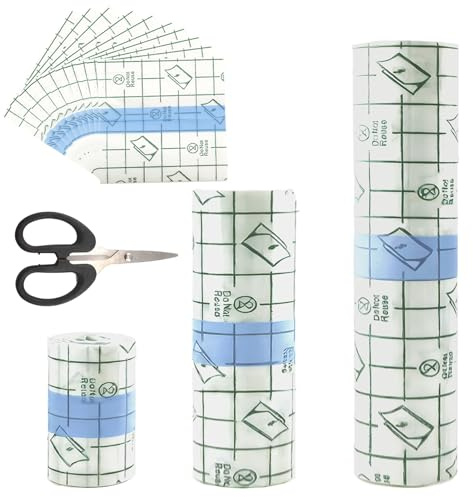 3 rouleaux pansement waterproof, seconde peau tatouage film bandage transparent, dressing pansements， adaptés à la douche, à la natation, au pansements des plaies, à la protection (5/10/15 cm × 2 m)