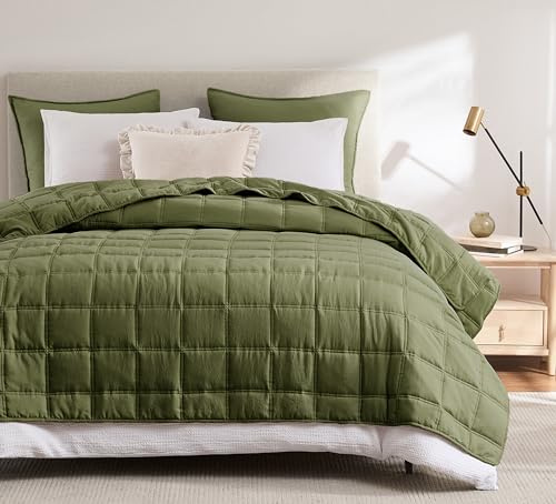 R.SHARE Colcha Verano Cama 90, Verde 200x220cm Colcha Bouti Cama Primavera, Multiuso Cubrecama Ligera Acolchada para Cama o Sofá Suave y Transpirable, 100% Microfibra Edredón Verano Todo el Año