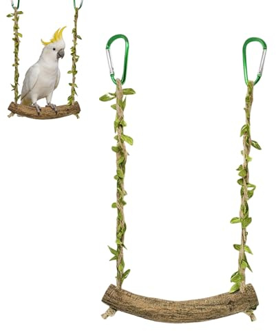 Little Chicken Swing Hanging Toys, Parrot Perch Stand, Wooden Bird Swing With Metal Hooks for Parrot Budgerigar Parakeet Cockatiel Love Birds Finches