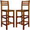 Deuba 2er Set Barhocker mit Lehne Massiv Akazien Holz Optimale Sitzhöhe 75 cm Fußablage Küche Garten Barstuhl Bar Hocker