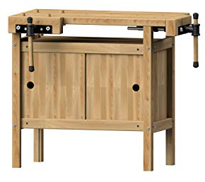 ANKE Hobelbank / Kinderhobelbank Modell 40 (Oberfläche Werkbankplatte gewachst, Korpus Naturbelassen; höhenverstellbar; 920 x 540 x 640/750 mm, Werkbank inkl. 8 Holzbankhaken) 800058