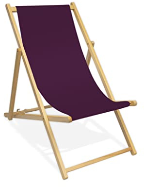 MultiBrands Liegestuhl, Holz, ohne Armlehne, klappbar (Aubergine)