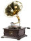 Grammofono quadrato con imbuto in ottone His Master's Voice