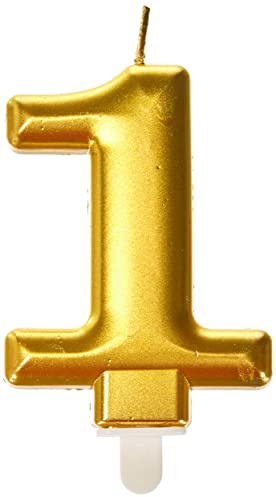 (PKT) Adult Metallic Gold Candle Number 1