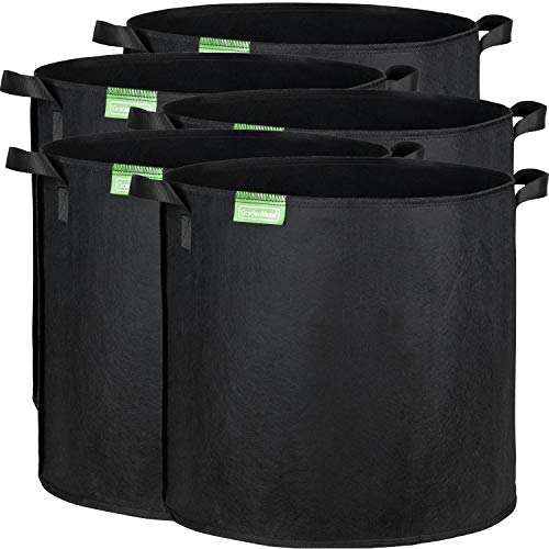 GardenMate 5X 60L Bolsas de Tela no Tejida para Plantas - Altura 40 cm Ø 45,5 cm - Blackline