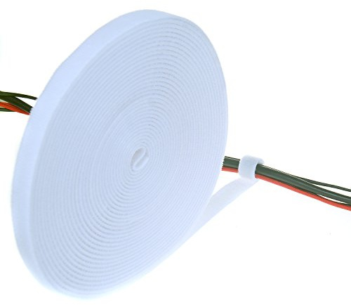 TUKA Fascetta Cavi 10M x 15mm, Riutilizzabile, adesivo Organizzatore Gestione fermacavi, due lati Gancio e Anello, Fascette Cablaggio fermacavo per Laptop, PC, TV, ecc. Bianco, TKB5013 White