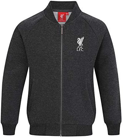 Liverpool FC - Chaqueta deportiva oficial para niño - Estilo béisbol americano - Gris carbón - 8-9 años