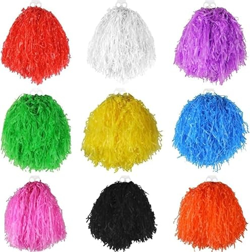 Pon pon da cheerleader, confezione da 6, colore: rosso, confezione da 2, perfetti per cheerleader e travestimenti americani