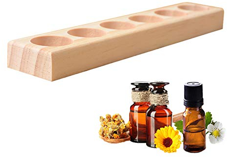Songlela Ätherisches Öl Display Ständer, 6 Löcher Aromatherapie Öle Hölzern Tragen Gestell Halter Organisator Multifunktions Geschenk für Nagellack, Duftöle, Ätherische Öle, Stain und Lippenstift #1