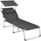 SONGMICS Sonnenliege groß, zusammenklappbar, Sonnenliege, 200 x 71 x 38 cm, Tragfähigkeit 150 kg, mit Sonnenblende und Verstellbarer Rückenlehne, für Garten, Pool, Terrasse, Dunkelgrau GCB22GYV2