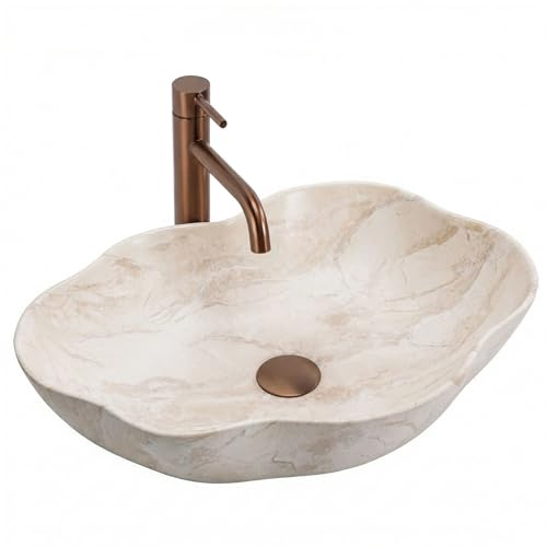 Lavabo Sobre Encimera Rea Pearl Kallisto Beige 50,5X38X13,5Cm