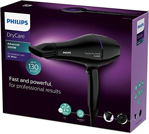 Philips DryCare Haartrockner - 2200 Watt - Ionische Pflege - 6 Geschwindigkeitseinstellungen - 6 Temperatureinstellung - Kaltgebläse - Überhitzungsschutz - Mit Diffusor - BHD274/00