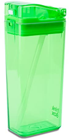 Precidio Design Drink in The Box Eco-Friendly Reusable Juice Box Container, 12 Ounce, Green