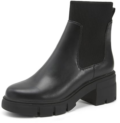 REDTOP Women's Elastic Chelsea Boots Chunky Block Heel Platform Lug Sole Ankle Booties