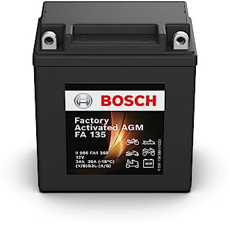 Bosch FA135 - Batteria AGM per motocicli - 12V 30A 3Ah - Adatta per moto, motociclette, enduro, scooter, quad, moto d'acqua - Compatibile M4F15, M4F16, BB3L-A, BB3L-B