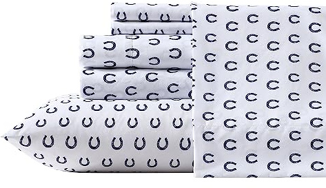 Wrangler - King Size Sheet Set, Ultra-Soft & Wrinkle-Resistant Bedding for Year Round Comfort, Deep Pockets, Bed Sheets with Matching Fitted Sheet & Pillowcases (Horseshoe Dots Navy)