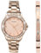 Sekonda Elizabeth Gift Set Rose Gold Bracelet Pink Dial Rose Gold Bangle Women's Quartz Watch 33mm with Stone Set Case, Analogue Display and Stainless Steel Bracelet