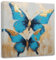 LZIMU Schmetterlings Leinwandbilder blaues Gold Schmetterlinge Bild abstrakte Tiermalerei Drucke moderne Dekoration für Schlafzimmer Wohnzimmer(Bild-3, (30.00 x 30.00 cms))