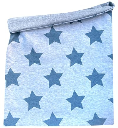Wollhuhn Long Loop MAXI 20240201 - Scaldacollo per bambini, extra lungo, ragazzo/ragazza, con molti motivi, Stelle Azzurro Melange, Taglia unica
