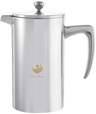 VIA CREMA FRENCH PRESS 800/1000ml Vidrio/Acero inoxidable (Acero inoxidable, 800ML /27OZ)