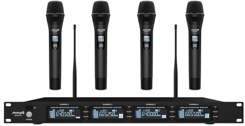 Audibax AWM 401 TD Sistema Inalámbrico Microfono de Mano de 4 Canales UHF