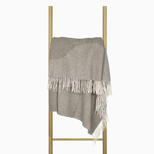Nostra Andora Couverture en Laine Mérinos et Cachemire – Plaid Élégant, Doux, Respirant et Léger pour Canapé, Lit et Extérieur, Conception Thermorégulatrice avec Franges – Fabriquée en Europe
