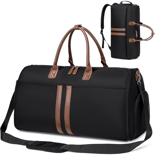 Suweir Kleidersack Reisetasche Anzugtasche Garment Duffle Bag mit Schuhfach Nassfach 3 in 1 Hängenden Faltbaren Koffer Anzug Reisetaschen Travel Bag für Männer, Frauen, Reisen, Business Schwarz
