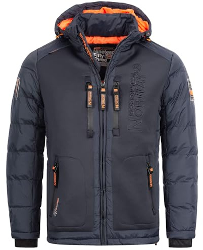 Geographical Norway IMS Production Veste d'hiver matelassée pour homme avec capuche – Anorak chaud doublé S-7XL Outdoor Ski Snowboard Veste à capuche pour l'hiver/l'automne