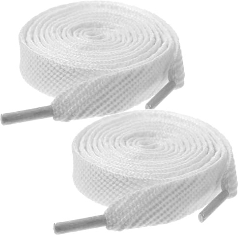 Ouligay 2 par 15 mm breda vita snören för träningsskor, platta feta skosnören tjocka tjocka, 47 tum vitt skosnöre för sneakers män kvinnor vuxna promenader löpning sport sportskor 120 cm, Vitt