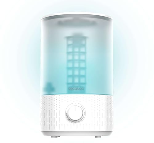 Cecotec Umidificatore per Ambienti Breezecare 2500 Light. 27W, Umidificazione Massima 250ml/h, Serbatoio da 2,5L, Ruota di Controllo, Luce LED, Uso Sicuro e Salutare, Copertura fino a 30m²
