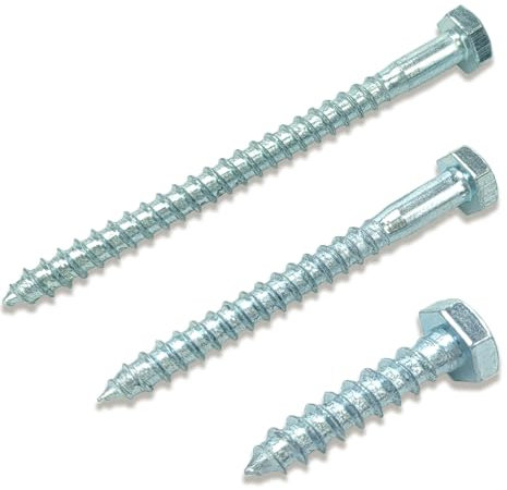 30PCS M6 Tornillos de acero al carbono con cabeza hexagonal, Tornillos autorroscantes, Tornillos de cabeza hexagonal, mampostería/ladrillo, estanterías, montaje en pared, fijación(30 mm, 60 mm, 90 mm)