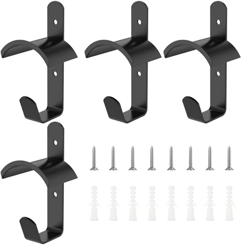 Ghshanog 4 Pack Horse Bridle Rack,Wall Mount Bridle Holder,Black Metal Bridle Bracket with Hook and Screws,Stall Stable Barn Accessories for Horse Barn Tack Room