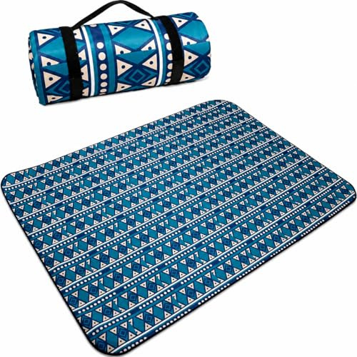 EDEN TM Tapis de Plage XXL 200 x 150 cm et Couverture de Pique-Nique Imperméable, 3 Couches avec Film Aluminium, Anti-Sable, Lavable, Pliable et Léger pour Camping, Parc, Voyage, Randonnée et Famille