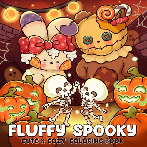Fluffy Spooky: Cute & Cozy Coloring Book for Adults and Teens Featuring Adorable Characters in a Haunted World for Relaxation