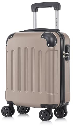yonsly Koffer Suitcase S Champagner, Trolley Reisekoffer, Rollkoffer Handgepäck mit 4 Rollen 360°, Hartschalenreisekoffer, Zahlenschloss, Weicher Gummigriff