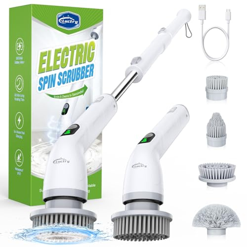 Elektrische Reinigungsbürste mit 4 Aufsätzen, 400 U/min Turbo, Teleskopgriff & 2500mAh Akku – Bad, Küche, Fliesen, Auto, Fugen – Kabellos & wasserdicht
