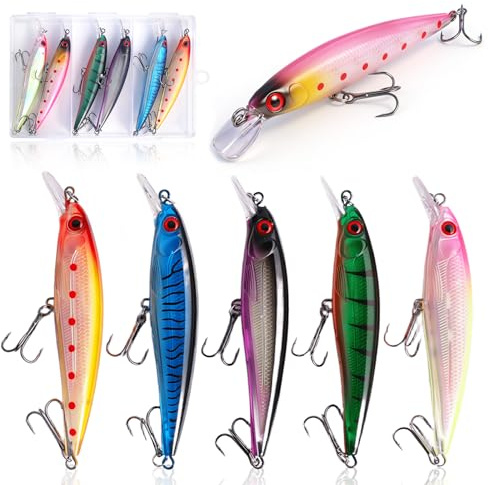6-pack Wobbler fiskedrag för abborre, gös & gädda, 11 cm Levande fiskedrag för rovfiske i sötvatten och saltvatten – Perfekt fisketillbehör & present