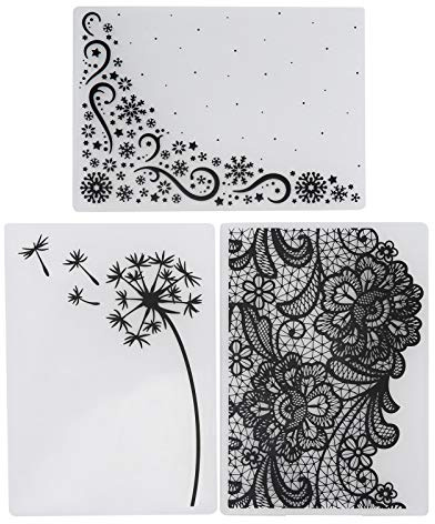 SPYMINNPOO Plantilla de Estampado Herramienta para Manualidades en Papel Fácil de Usar, 3 Carpetas de Plástico para Estampado en Relieve, Ideales para Crear Diseños en Relieve en en álbumes de