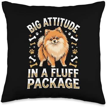 Pomeranian Lover Cute Pom Dog Owner Breeder Big Attitude Throw Pillow
