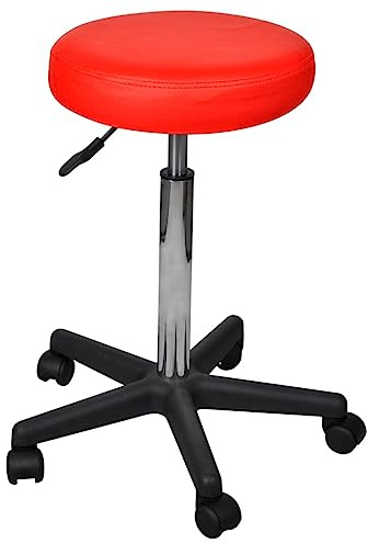 Kaloriko Kontorspall röd justerbar höjd 64–84 cm med mjuk stoppning och bomullspolyestermaterial ergonomisk rullpall, lätt roterbar för hemmakontor