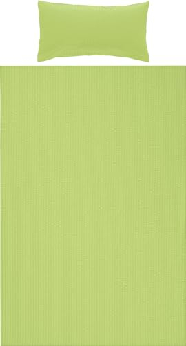 Erwin Müller Bettwäsche-Set Seersucker Uni Serie Rosenheim, Bettbezug, Kissenbezug apfelgrün Größe 40x80 cm / 135x200 cm - pflegeleicht, bügelfrei, mit Reißverschluss