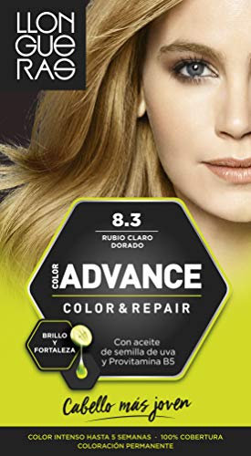 Llongueras Color Advance Tinte Pelo Mujer Coloración Permanente Color Intenso Hasta 5 semanas - Tono 8.3 Rubio Claro Dorado
