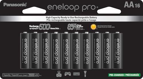 Eneloop Panasonic BK-3HCCA16FA pro AA High Capacity Ni-MH Pre-Charged Rechargeable Batteries, 16-Battery Pack