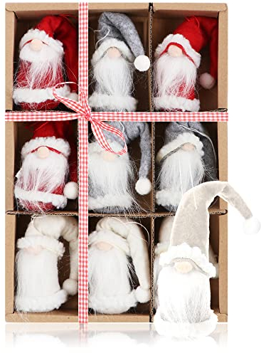 COM-FOUR® 9X Premium Weihnachtsmann-Anhänger für den Weihnachtsbaum, schwedisch-skandinavische Deko-Trolle, Christbaum-Figuren Anhänger als Baumbehang, Weihnachtsschmuck oder Geschenk-Anhänger