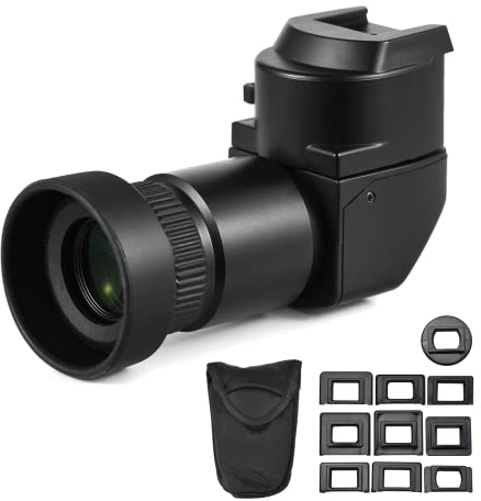 Camnoon Camera Viewfinder 1.25X/ 2.5X Magnification Right Angle Viewfinder with 10 Mounting Adapters Replacement for Canon Nikon Pentax Olympus Leica Fujifilm DSLR Camera