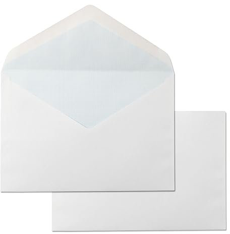 Briefumschläge aus Papier, Umschlag aus weißem Papier, standardisierte Geschäftsumschläge, 120 x 176 mm, mit Gummiverschluss für Einladungen, Versand oder Lagerung, m-office (25 Stück, 120 x 176 mm