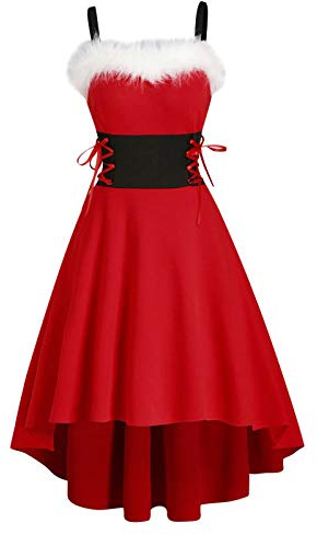 WVONIF Robe De Noel Femme Rouge Chic et Elegant De l'église Décontractée Impression en Chiffon à Manches Longues Paire Avec Jupe Plissée De Soirée Longue
